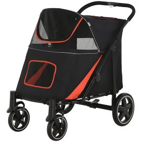 PawHut Foldable Doggy Stroller for Medium Large Dogs, Pet Stroller with Storage, Smooth Ride with Shock Absorption, Mesh Window & Safety Leash, B