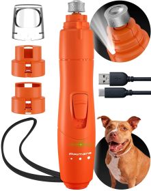 Orange Dog Nail Grinder with LED Light Rechargeable Dog Nail Grinder for Large Dogs Medium Small Dogs Professional Pet Nail Grinder for Dogs Quie