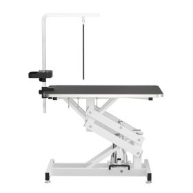 "Heavy-Duty Hydraulic Dog Grooming Table with Anti-Static Top, Adjustable Z-Lift (21"-36"), Armrests, Leash Covers, Tool Organizers, Hooks