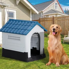 33 Inch Pointed House Type Cat And Dog House (Option: Blue white)